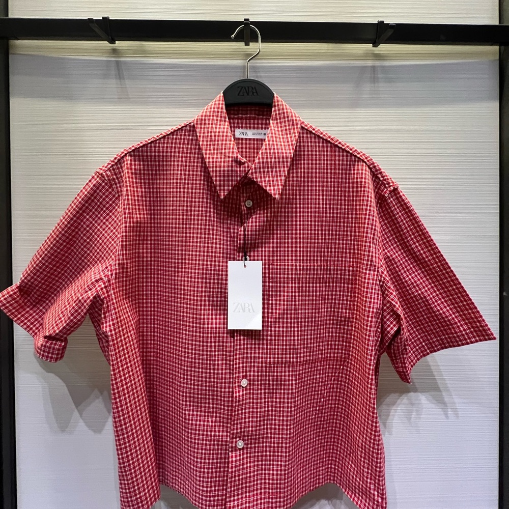 Zara Men's Red Gingham Shirt